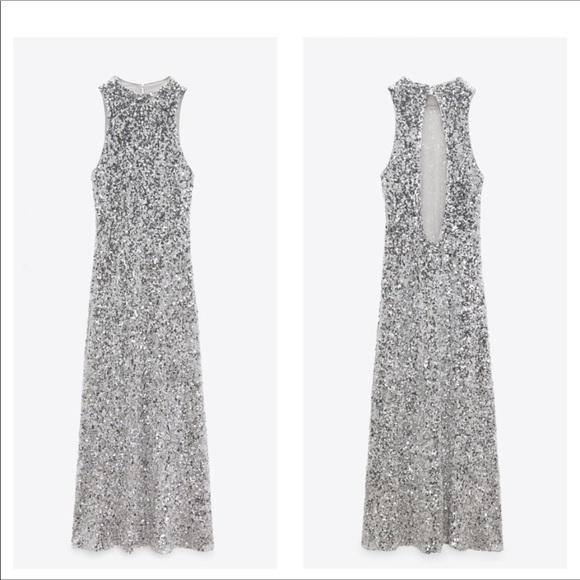 LAST NWT ZARA SILVER SEQUIN DRESS - Picture 15 of 15